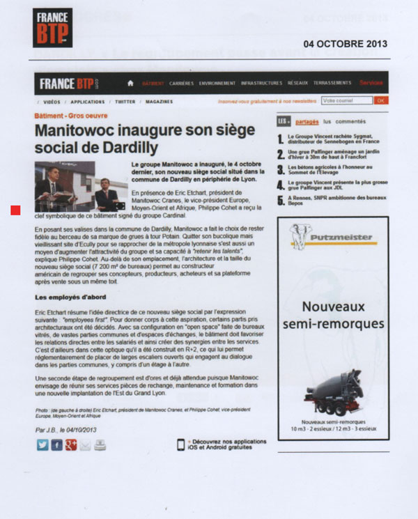 Groupe Cardinal - Revue de Presse Octobre 2013 - FRANCE BTP