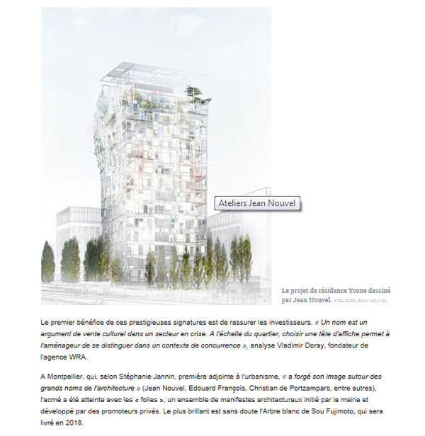 Presse M le magazine du MONDE - Des maisons de Starchitectes - projet YCONE de Jean NOUVEL