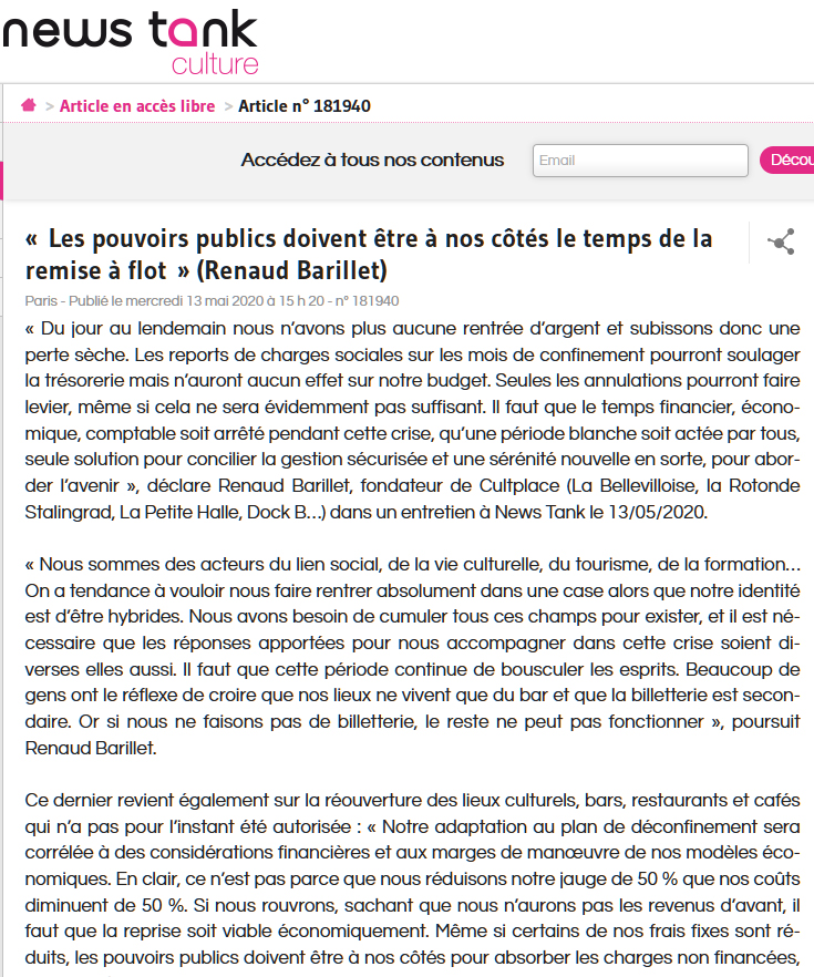 Groupe Cardinal et New Tanks : Les pouvoirs publics doivent être à nos côtés le temps de la remise à flot » (Renaud Barillet