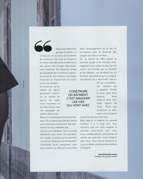 Jean Christophe Larose présente Imagine, le magazine d'inspirations immobilières du Groupe Cardinal...