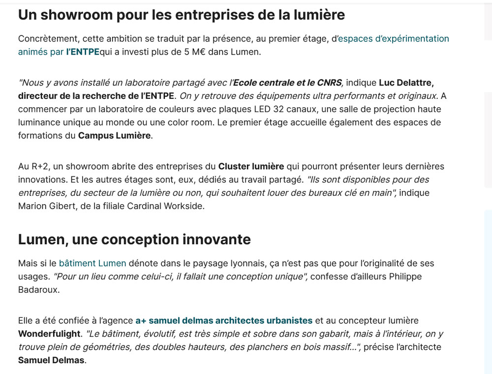 Journal du BTP : Lumen dans la lumière ©Vladimir de Mollerat 