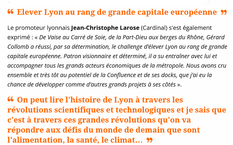 Jean Christophe Larose : Bref Eco - Hommage à Gerard Collomb